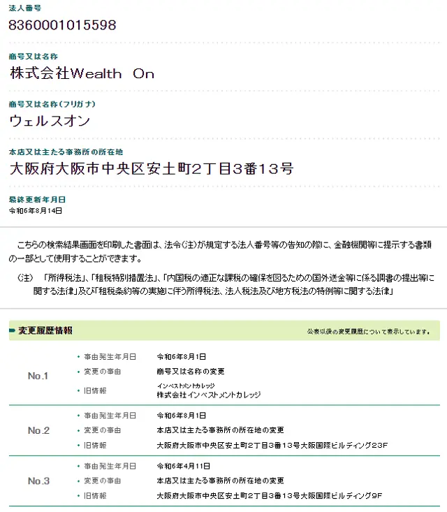 株式会社Wealth Onの会社概要